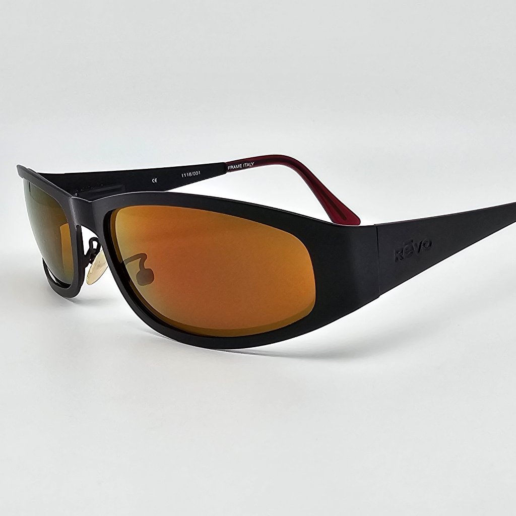 Revo 1116/001 Mod Black Frame Purple Mirror Glass Lens Sunglasses W/ Flexhinge